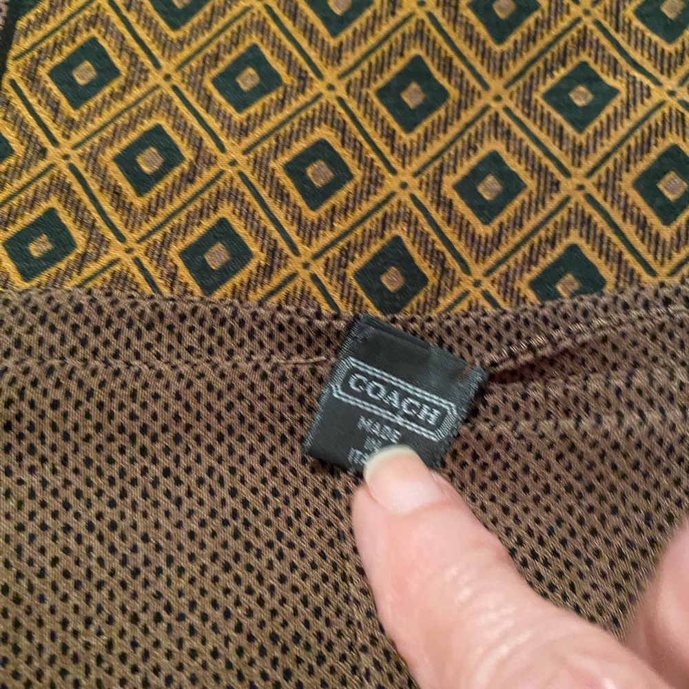 Coach Brown Shawl with Gold Geometric Accent